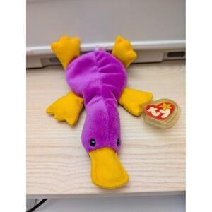 Vintage TY Beanie Babies Patti the Platypus Purple Yellow Plush Toy Collectibles